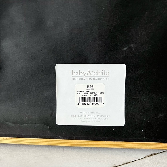 Restoration Hardware Baby Animal Portrait Giraffe Weathered Grey Frame Brown HR - Picture 13 of 15